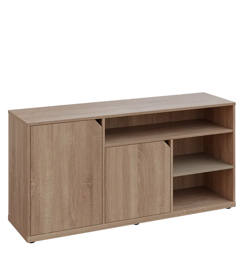 KU2-15DN3 L skříňka nízká 2-dveřová, nika, 740x1522x400, provedení levé, korpus a dvířka dub bardolino/police latte